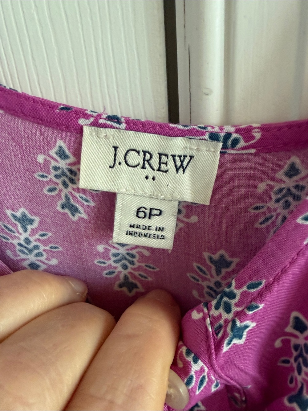 J. Crew Strappy Tiered Midi Dress in 'Festive Pink Baltic Blue' Size 6P - Picture 7 of 9
